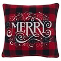 Saro Lifestyle SARO 6627.R16SP 16 in. Square Red Buffalo Plaid Merry Throw Pillow with Poly Filling 6627.R16SP